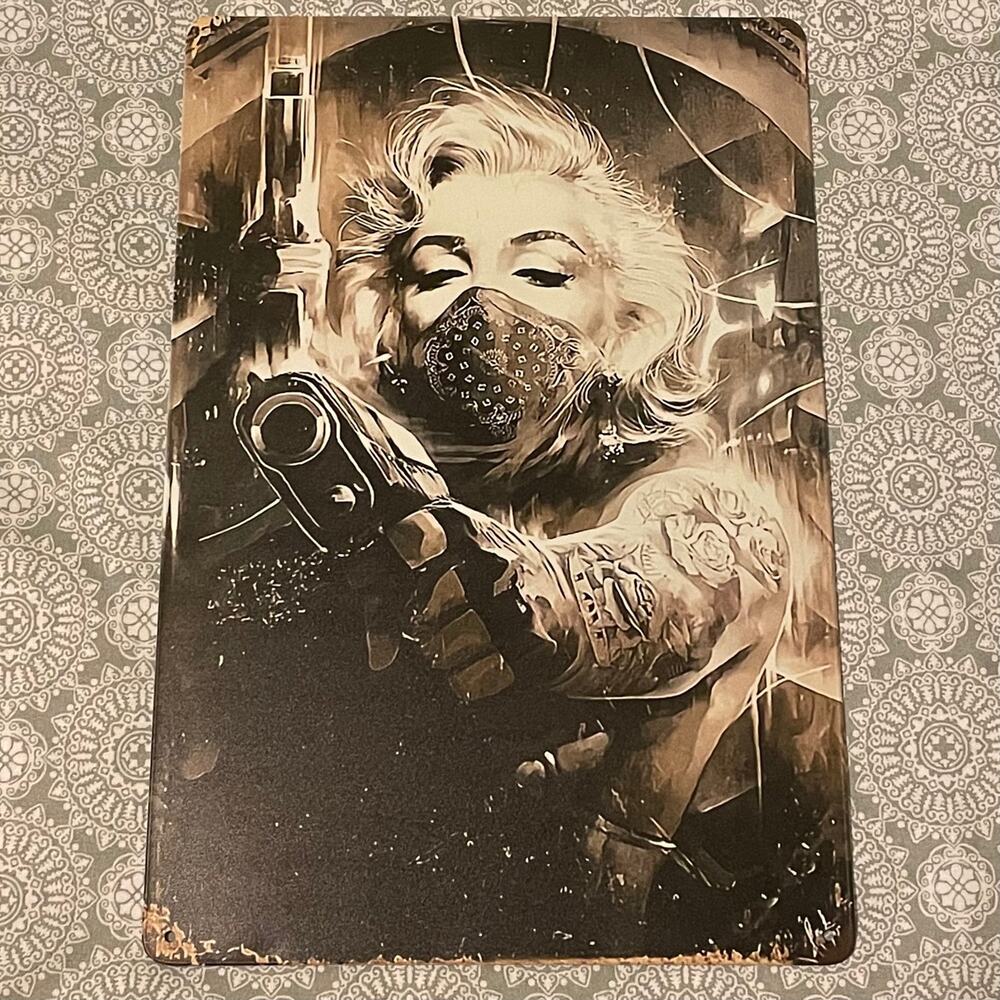 Gangster Marilyn ~ 8” x 12” Metal Sign